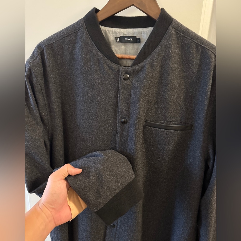 Vince Wool Varsity/Bomber Jacket Grey Wool